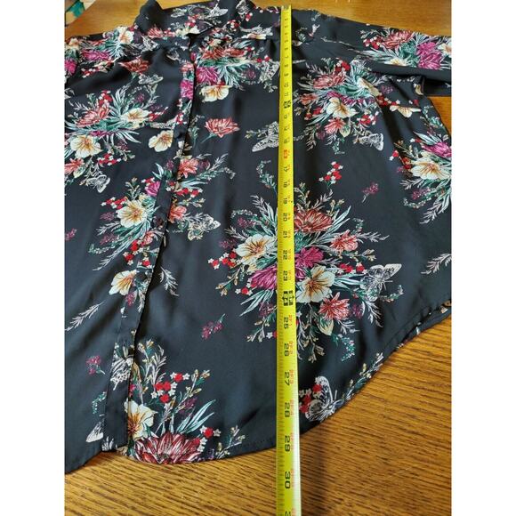 Torrid Womens Top Plus Size 3X Floral Print Black Button Down Lightweight - Picture 8 of 9